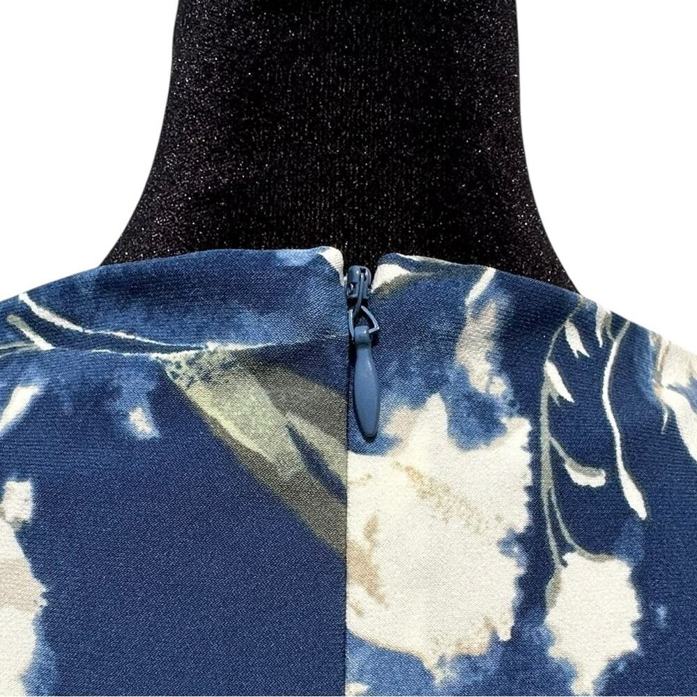 Ralph Lauren Midi Dress Blue Floral Twist Front Stretch Jersey Wedding Guest 6 - Picture 11 of 14